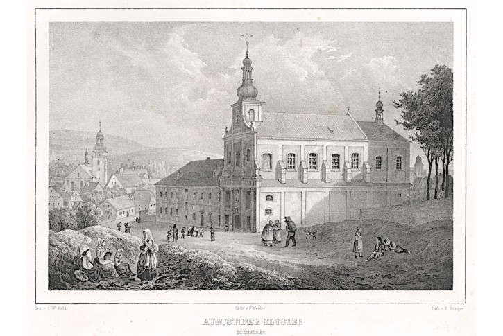 Vrchlabí klášter, Semmler, litografie, 1845