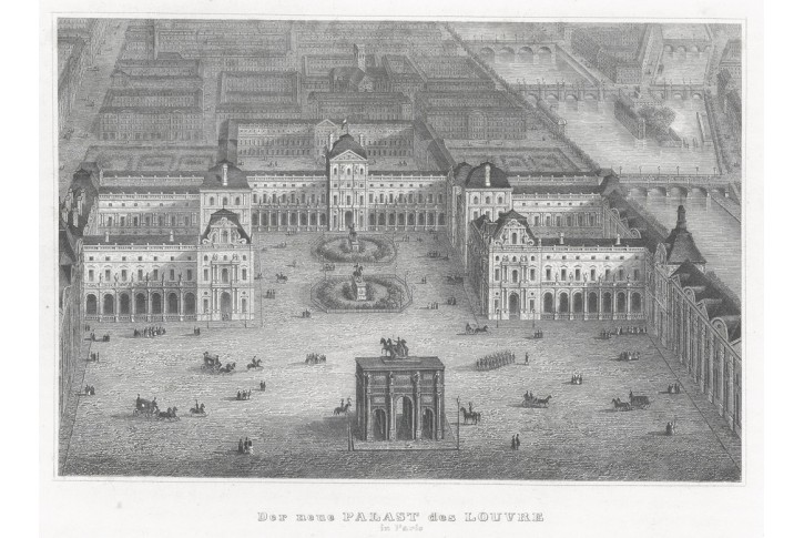 Paris Louvre II., Meyer, oceloryt, 1850