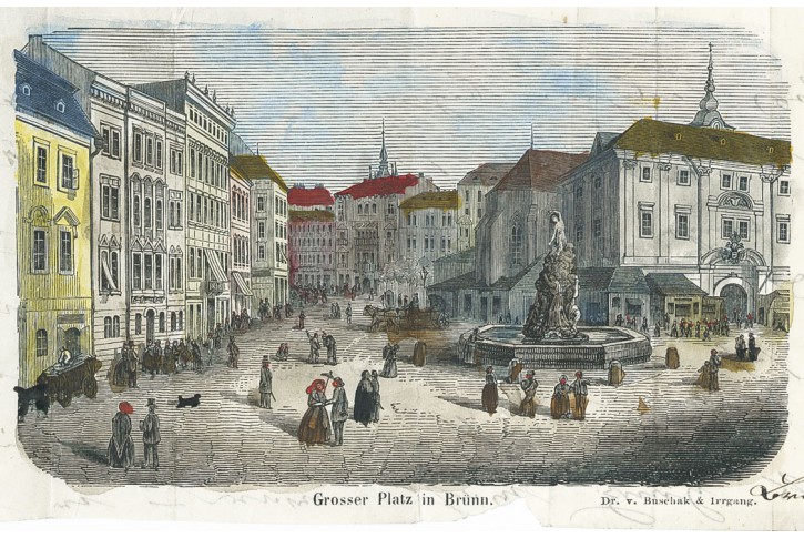 Brno náměsti,  kolor. xylografie, (1858)