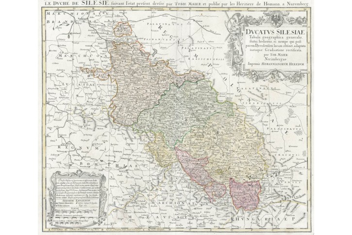 Homann Erben, Silesiae, kolor. mědiryt, 1749