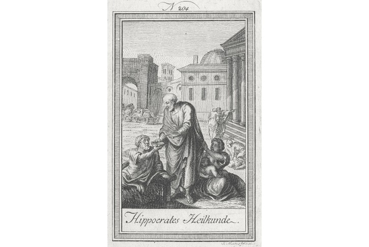 Hippokrates léčí, Mansfeld, mědiryt, (1820)