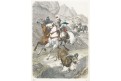 Lov na muflona Maroko, kolor. litografie, 1862