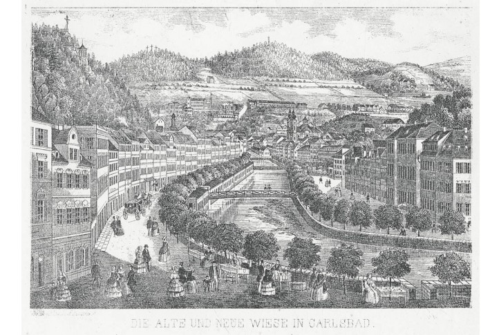 Karlovy Vary Wiese, litografie, 1846