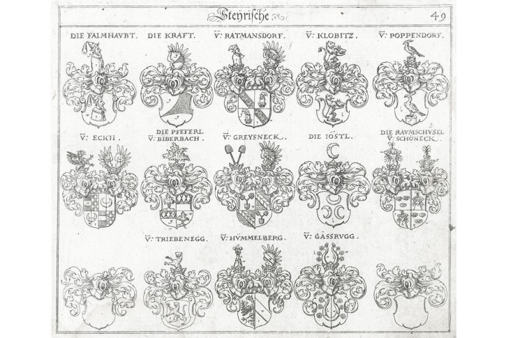 Steyrische 49, Siebmacher, mědiryt , 1772