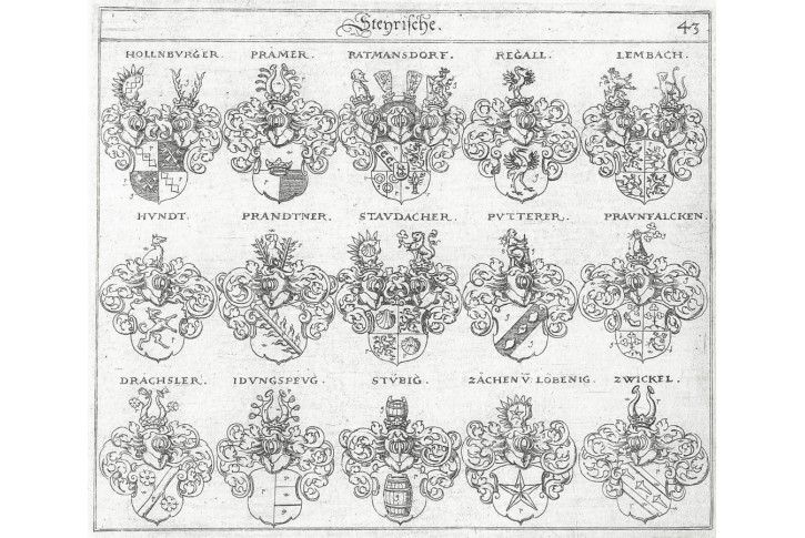 Steyrische 43, Siebmacher, mědiryt , 1772