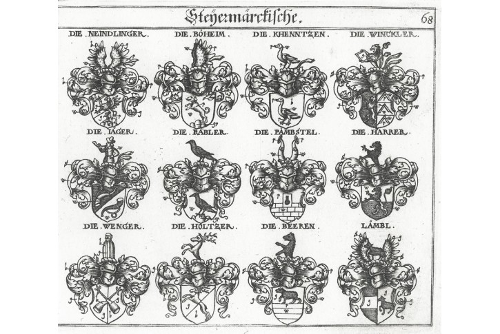 Steyermäckische 68, Siebmacher, mědiryt , 1772