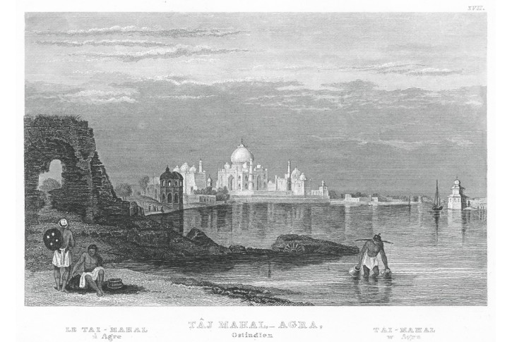 Taj Mahal Indie, Meyer, oceloryt, 1850