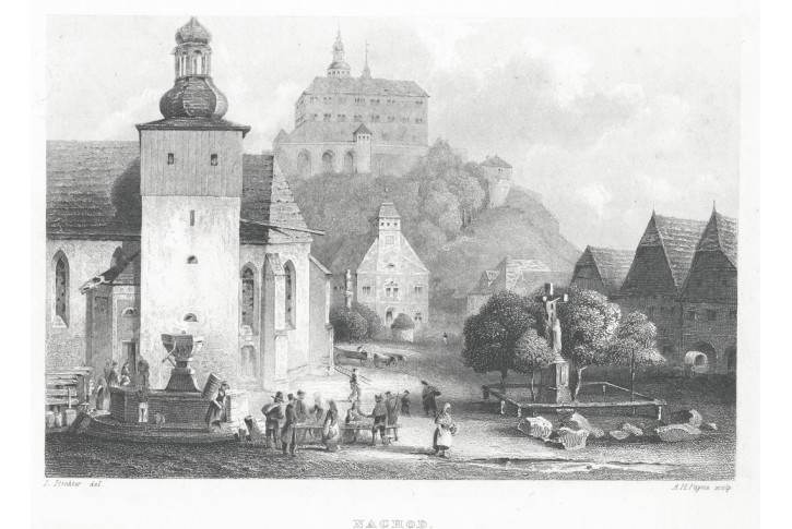 Náchod , Herloss, oceloryt, 1841