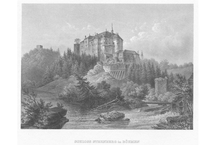 Český Šternberk , Meyer, oceloryt, 1850