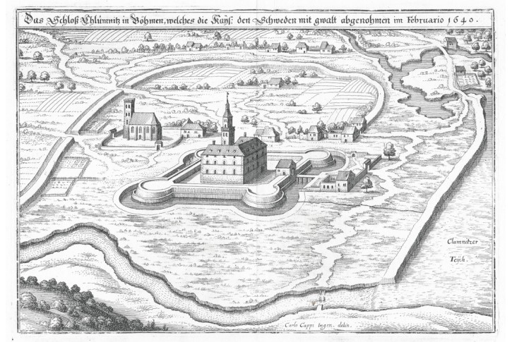 Chlumec nad Cidlinou, Merian, mědiryt, 1650