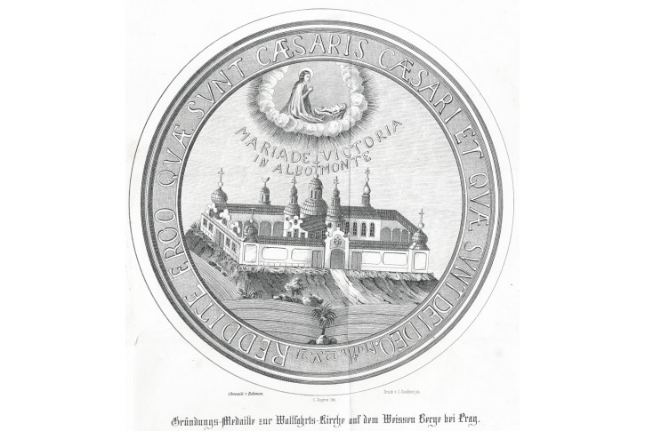 Praha Bílá Hora klášter,  litografie, 1852