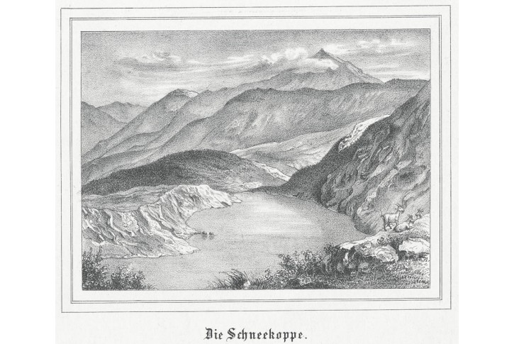 Sněžka Krkonoše, litografie, 1868