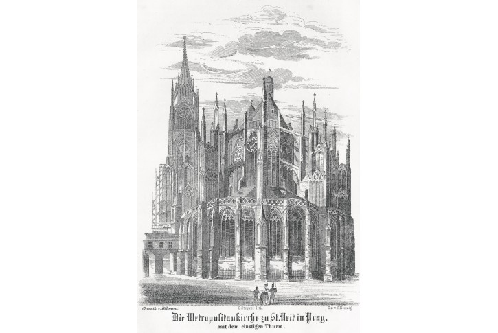 Praha Sv. Vít,  litografie, 1852