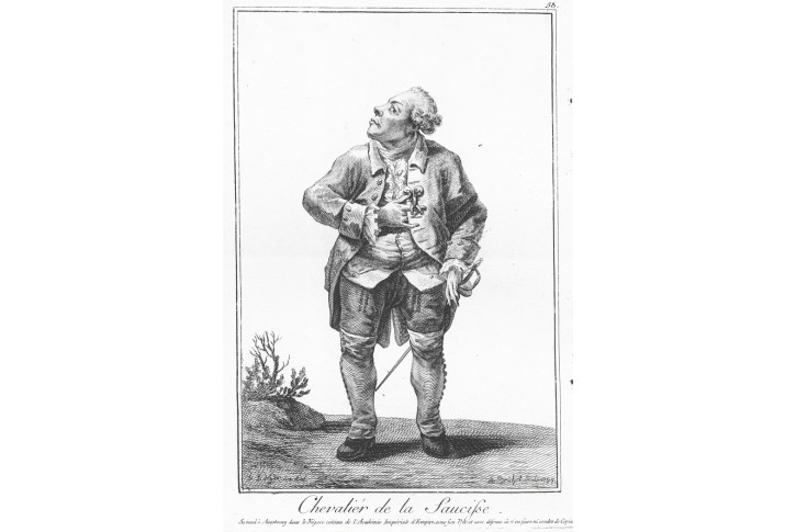 Chevalier de saucise, Göz J. F., mědiryt, 1785