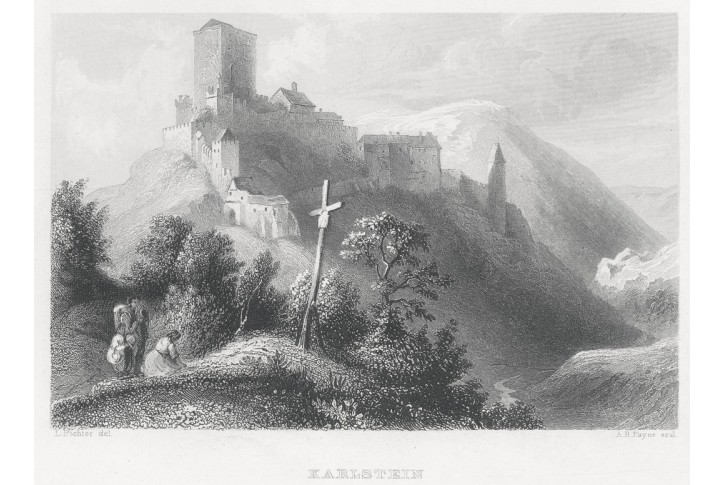 KARLŠTEJN, Herloss, oceloryt, 1841