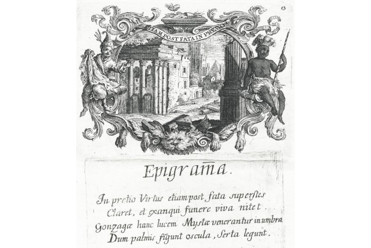 Epigrama, mědiryt, (1740)