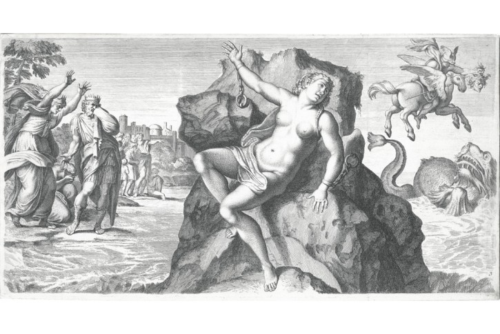 Perseus a Andromeda, dle Caracciho, mědiryt, 1680