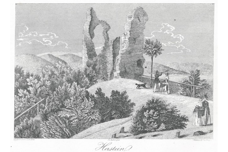 Starý Herštejn, Heber, litografie, 1843