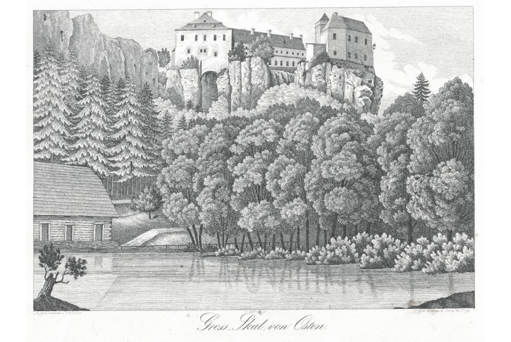 Hrubá Skála , Heber, litografie, 1844