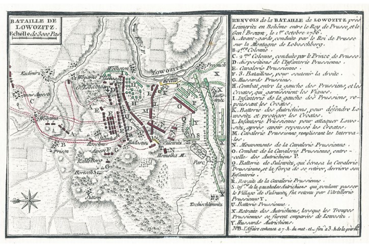 Lovosice bitva 1756, Beaurain, mědiryt, 1765