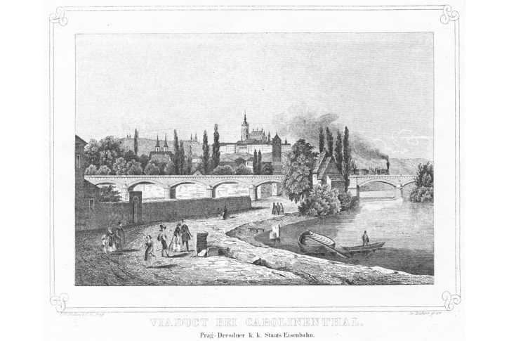 Praha viaduct Karlín, Medau, Litografie, 1846