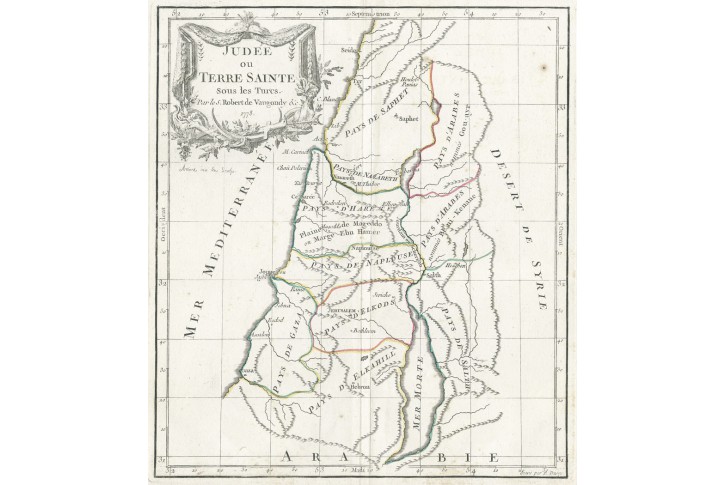 Vaugondy : Judée ou Terre Sainte, mědiryt, 1778