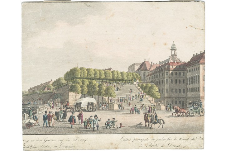 Dresden Brühl, kolorovaný lept, (1810)