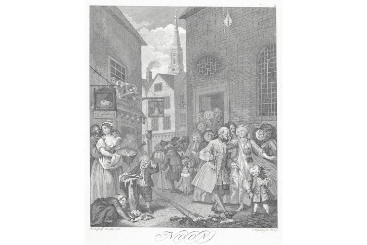 Poledne, Riepenhausen - Hogarth mědiryt, 1830