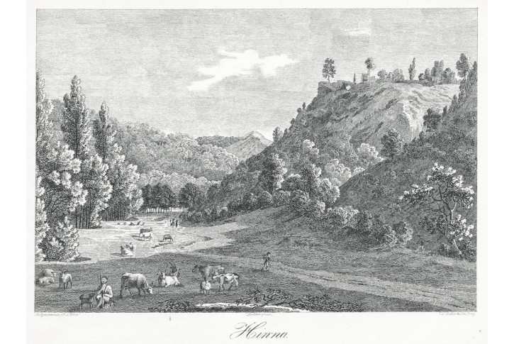 Jivno u Křivoklátu, Heber, litografie, 1844