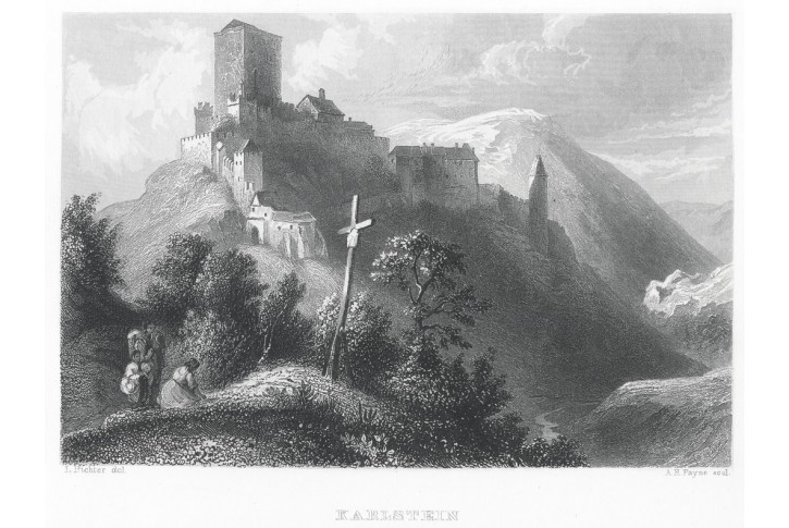 KARLŠTEJN, Herloss, oceloryt, 1841