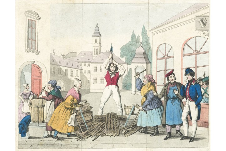 Karneval Nestroy, kolor. mědiryt, 1840