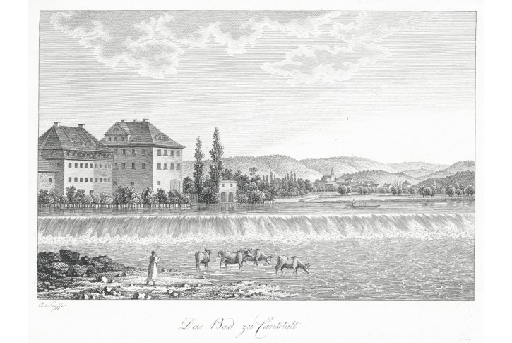 Stuttgart Bad Cannstatt, mědiryt, 1815