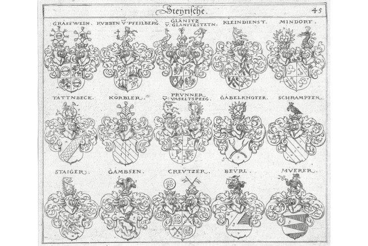 Steyrische 45, Siebmacher, mědiryt , 1772