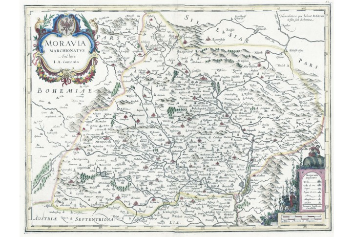 Janssonius - Moravia, Komenský, mědiryt, 1630