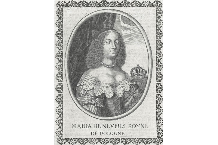 Marie Louise Gonzaga, Merian, mědiryt, (1650)