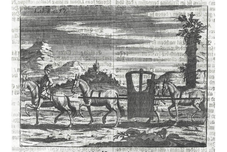 Koně nosítka, Hohberg, mědiryt, 1684