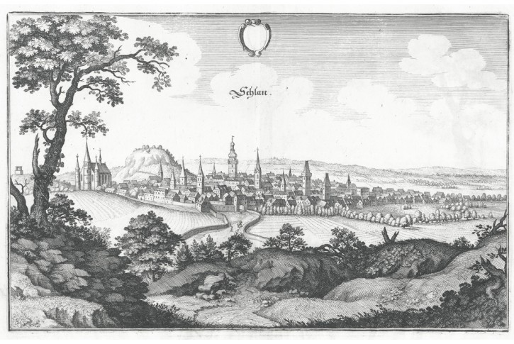 Slaný, Merian, mědiryt, 1650