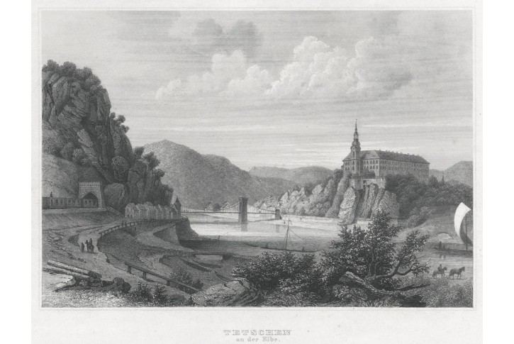 Děčín, Mikovec, oceloryt 1860