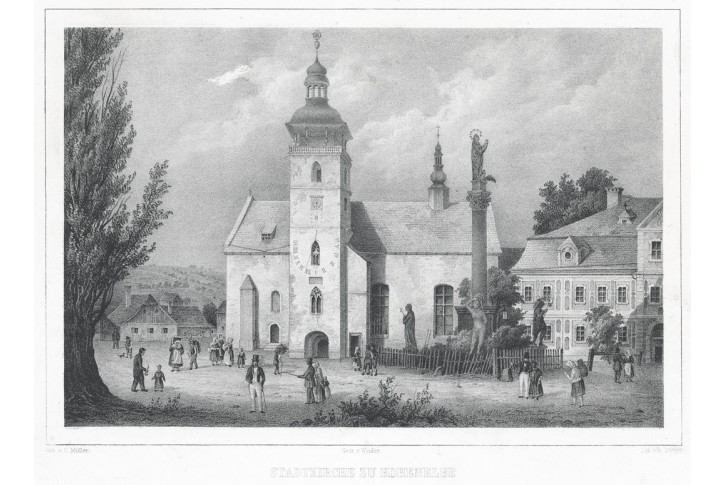 Vrchlabí Sv. Vavřinec, Semmler, litografie, 1845