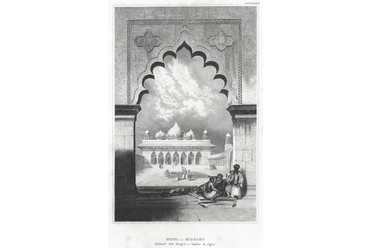 Agra Moti Musjet, Meyer, oceloryt, 1838