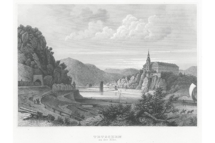 Děčín, Meyer, oceloryt, 1850