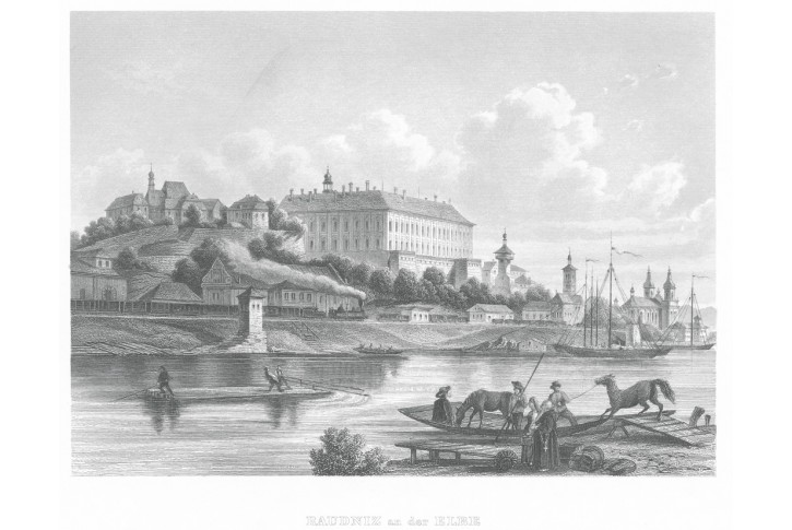 Roudnice and Labem, Meyer, oceloryt, 1850