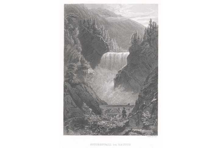 Stuibenfall bei Reutte, Meyer, oceloryt, 1850